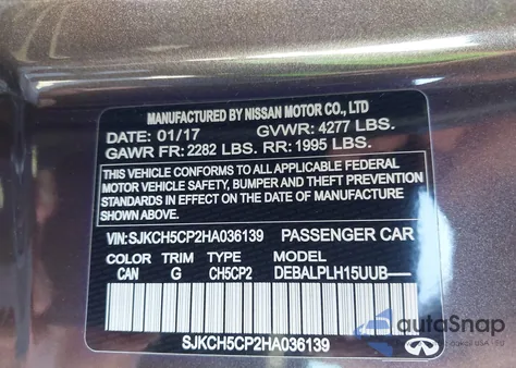 2017 Infiniti Qx30 from USA, damaged, VIN SJKCH5CP2HA036139